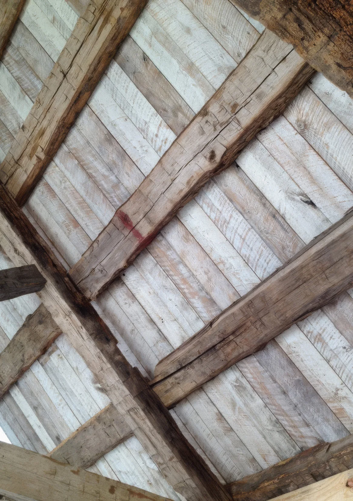 A coffered timber ceiling