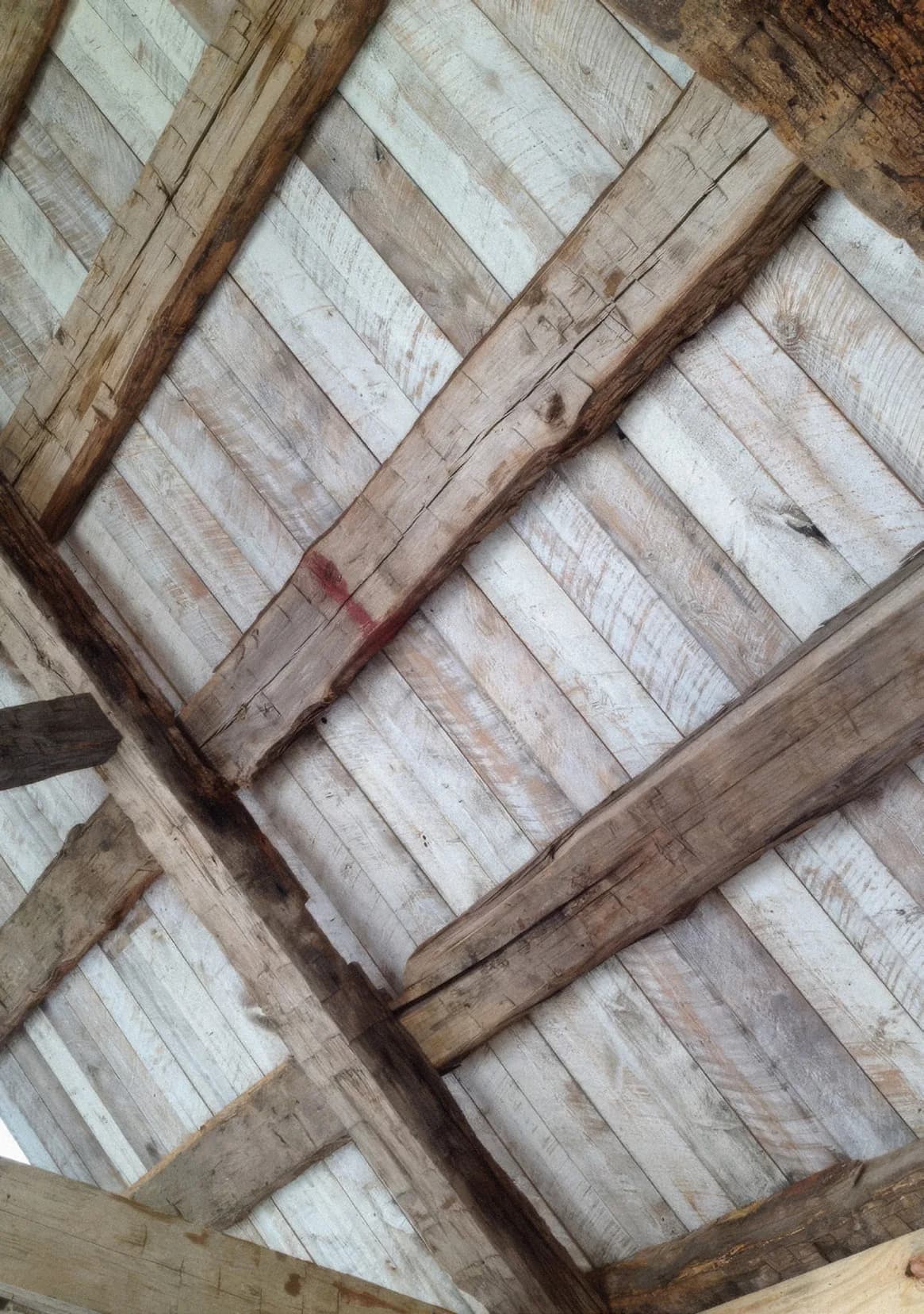 A coffered timber ceiling