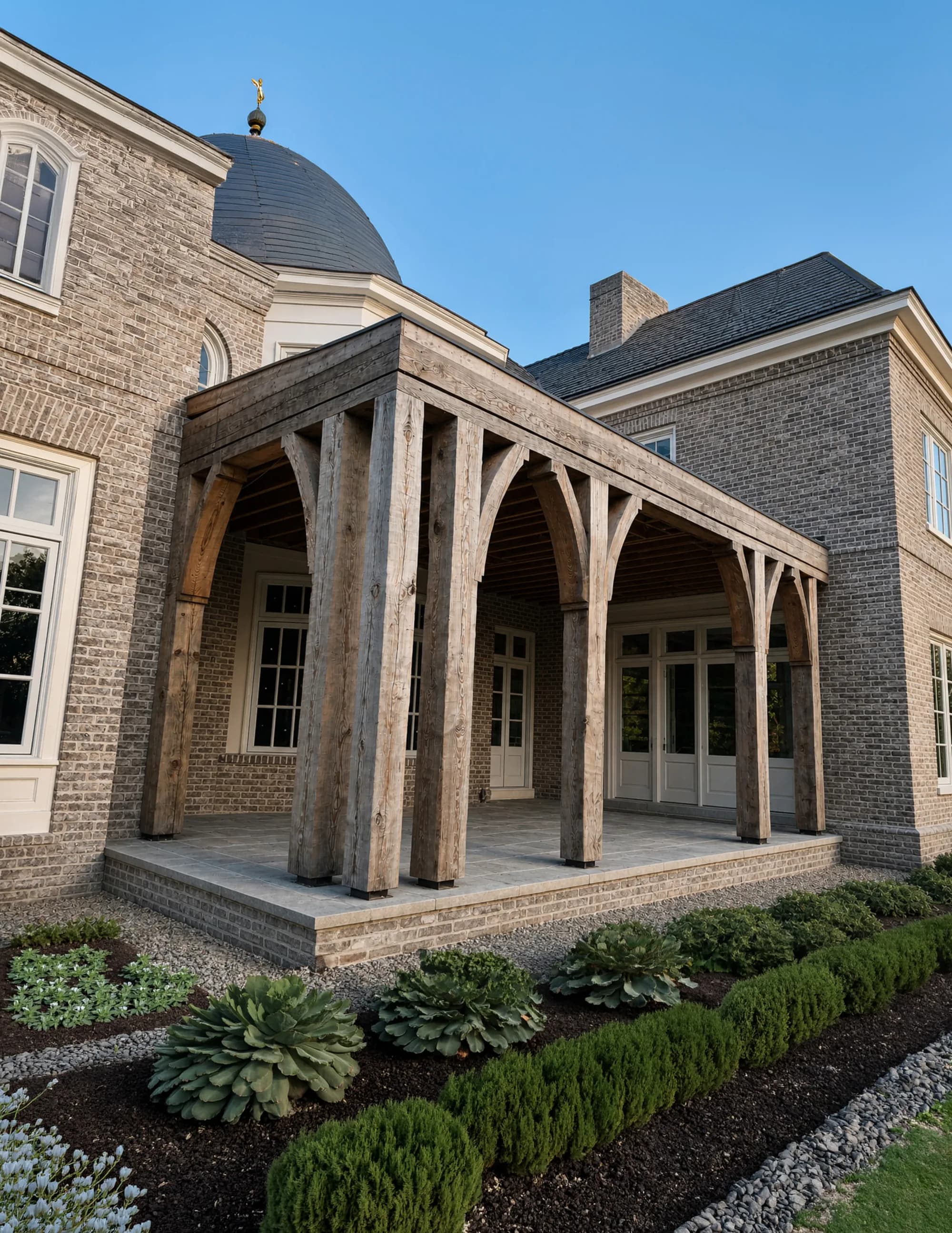 A timber framed portico
