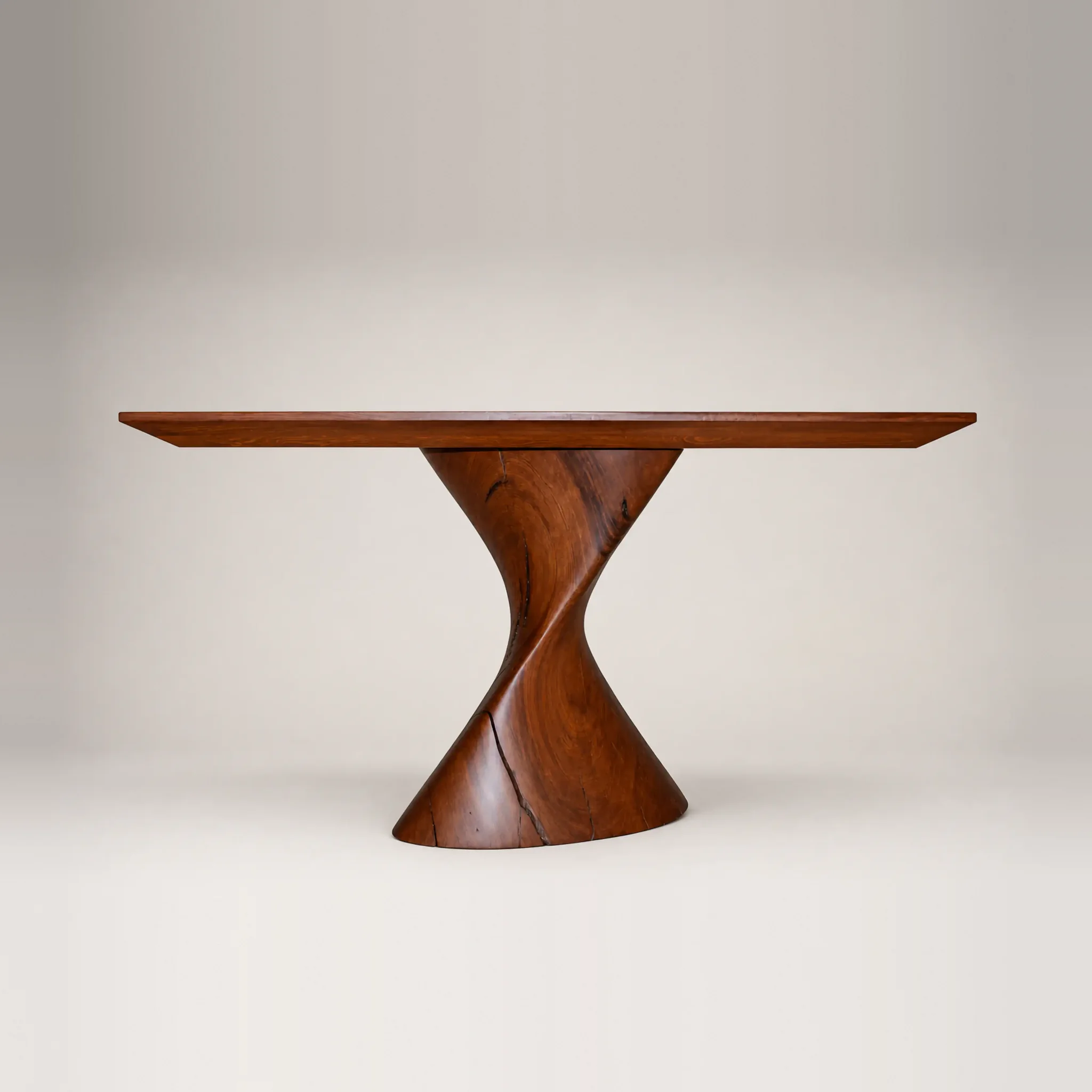 A console table on a carved twisting walnut base