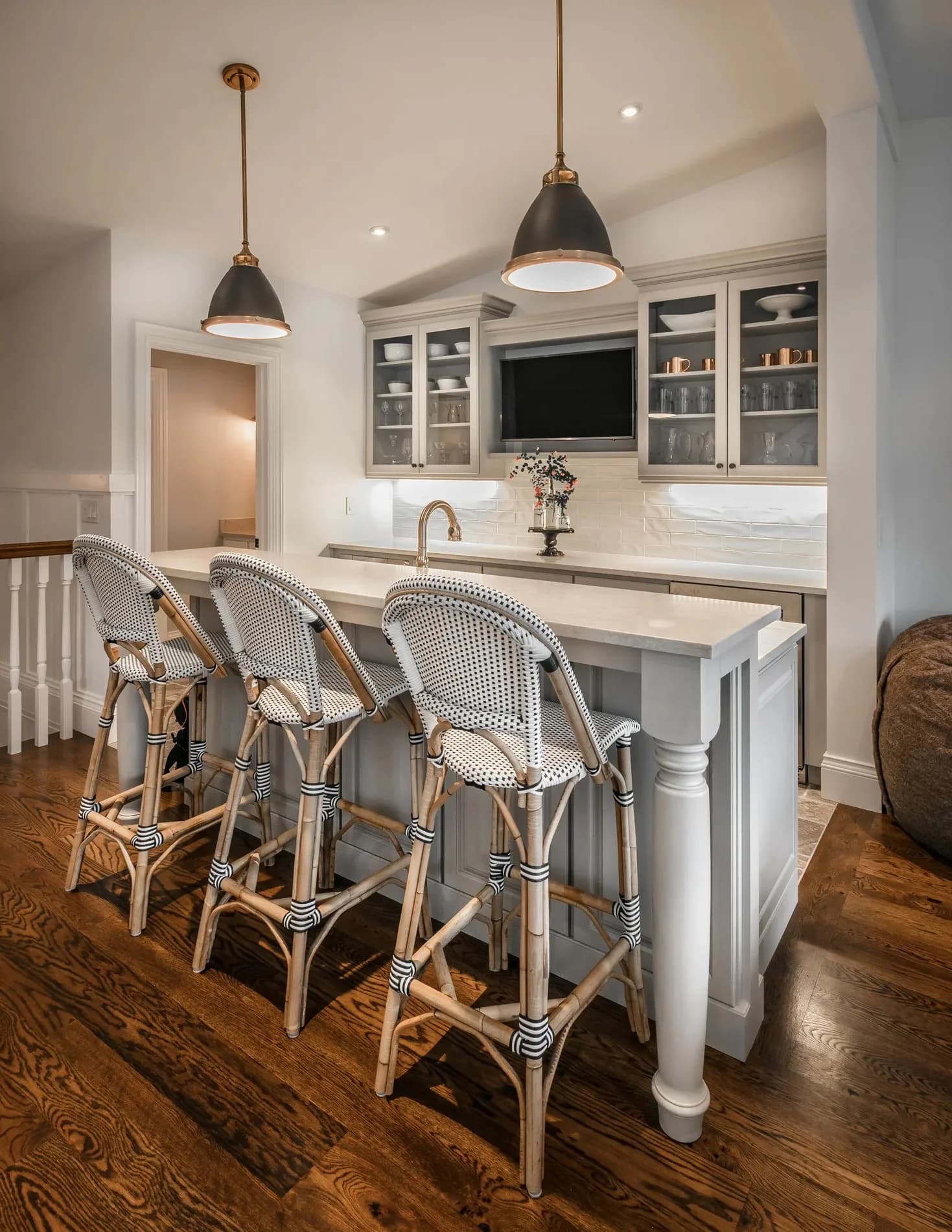 A kitchen bar on reclaimed flooring